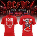 ACDC X Wisconsin Badgers Merch Red Bucky Badger Playing Guitar PWRUP Tour 2026 T-Shirt Fan Gift - Merchluma