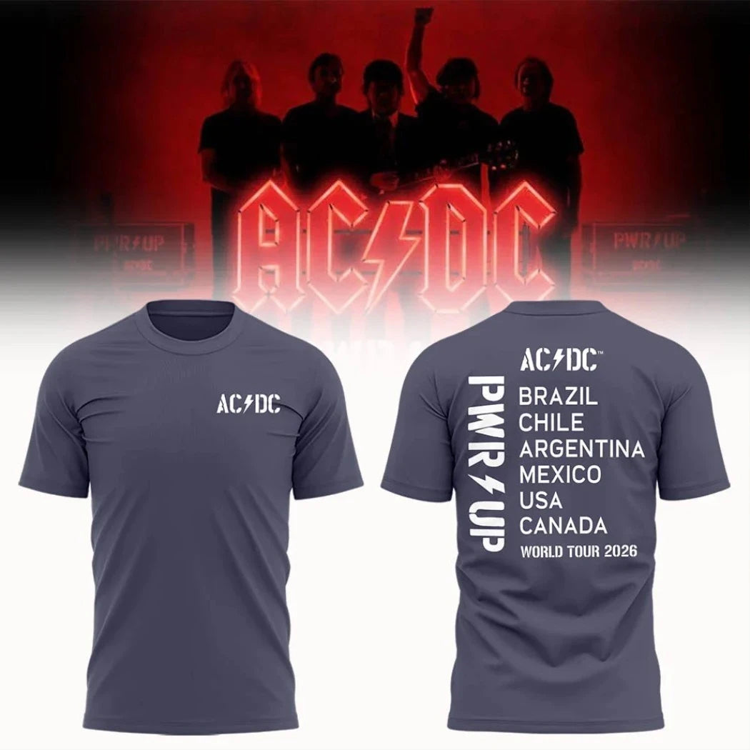 AC DC Tour Merch 2026 AC DC Power Up World Tour 2026 T-Shirt Presents For Rock Lovers - Merchluma