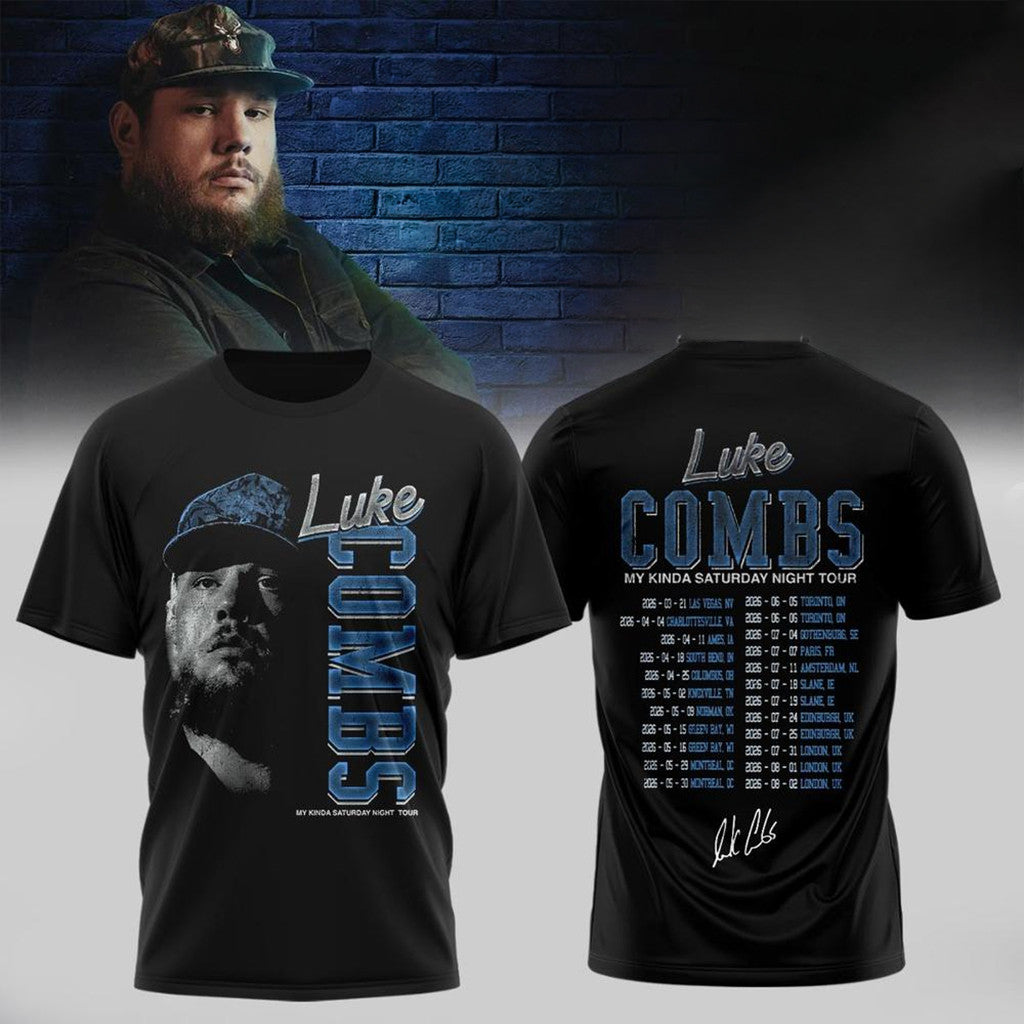 Luke Combs Merch 2026 LC My Kinda Saturday Night Tour T-Shirt Concert Dateback Tee Fan Apparel - Merchluma