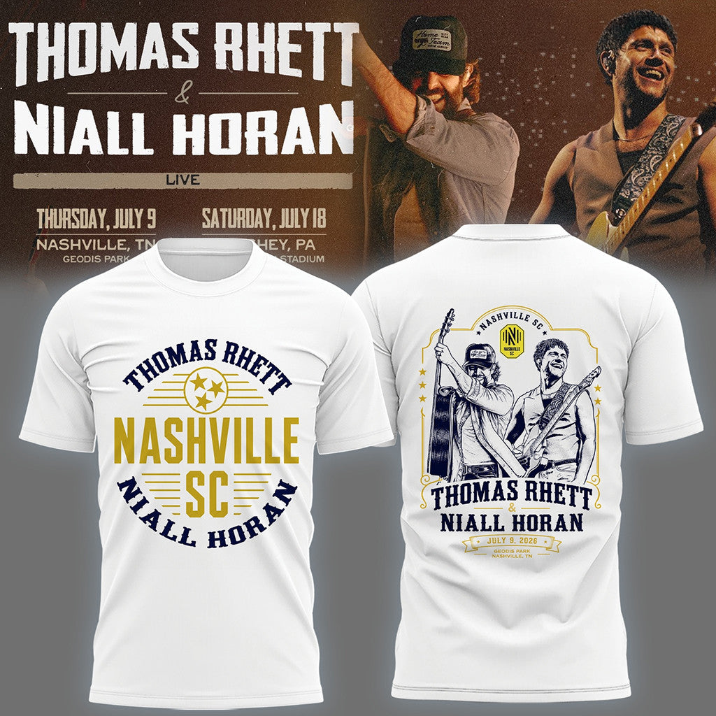 2026 Thomas Rhett And Niall Horan Merch Nashville SC White T-Shirt Gifts For Music Fans - Merchluma