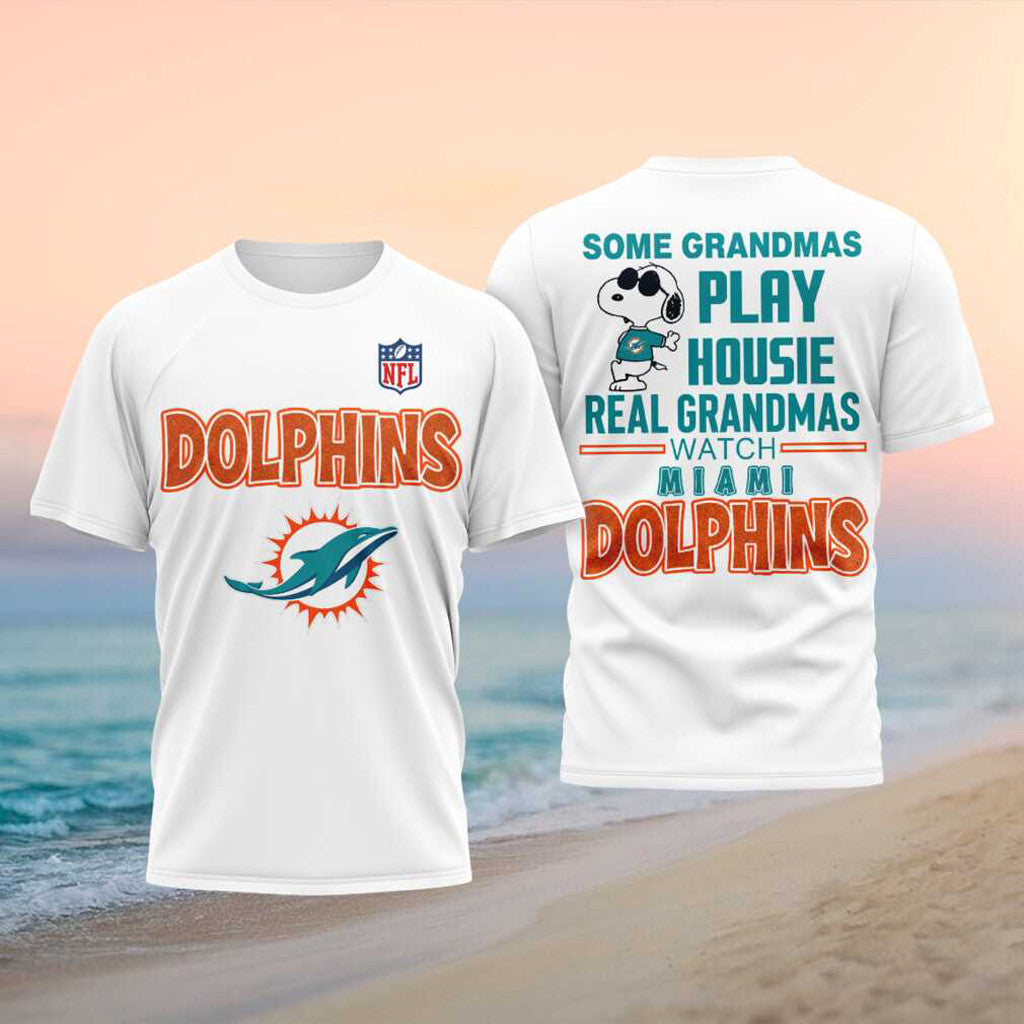Miami Dolphins Merch 2026 Real Grandmas Watch Miami Dolphins Shirt Gift For Football Fans - Merchluma