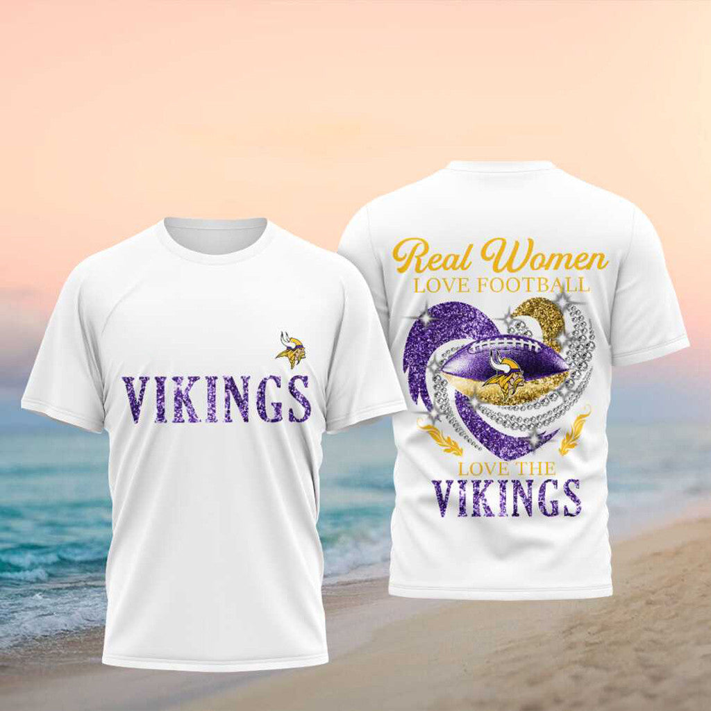 Minnesota Vikings Merch 2026 Real Women Love Football Love The Vikings Shirt Football Fan Gear - Merchluma