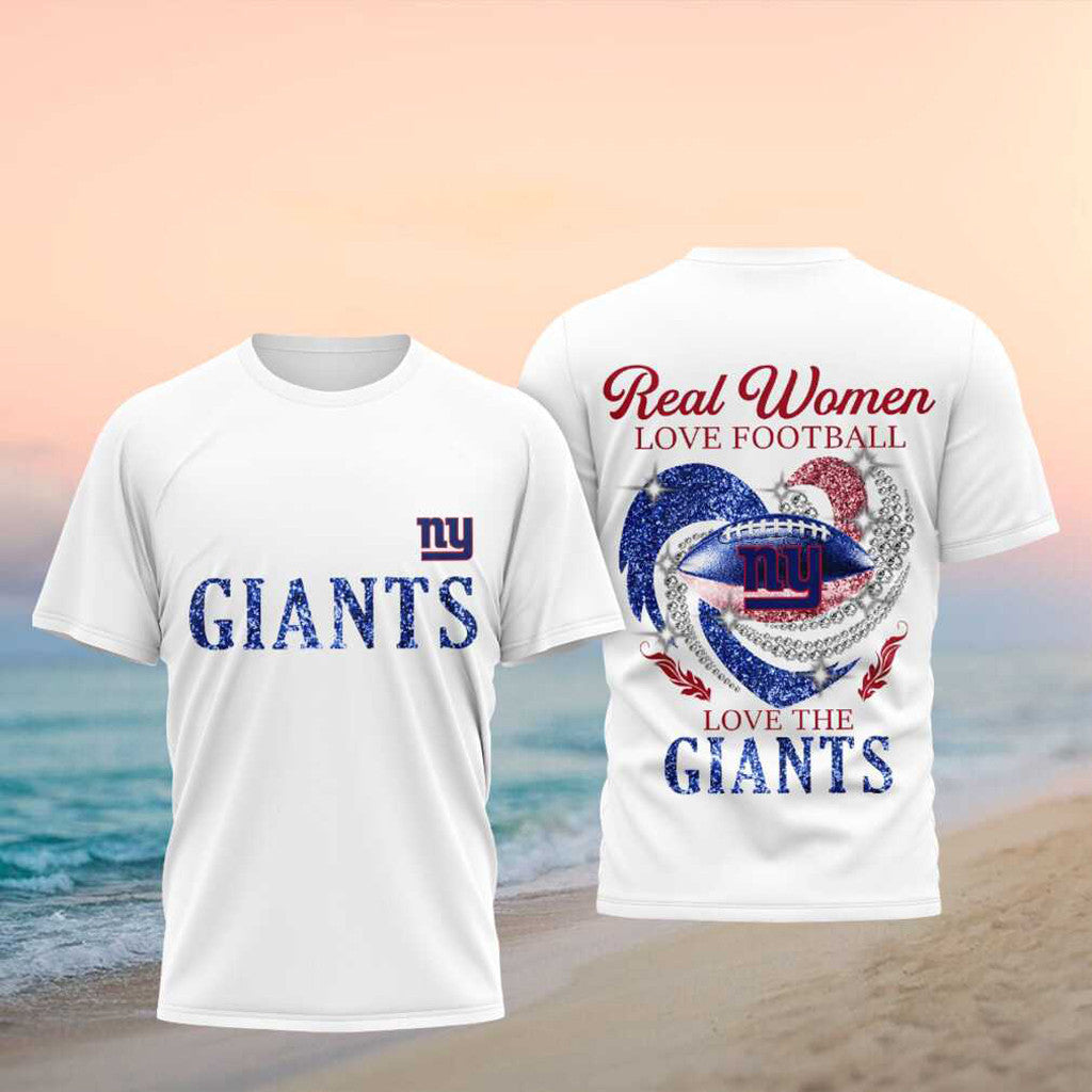 New York Giants Merch 2026 Real Women Love Football Love The Giants T-Shirt Football Fan Gifts - Merchluma