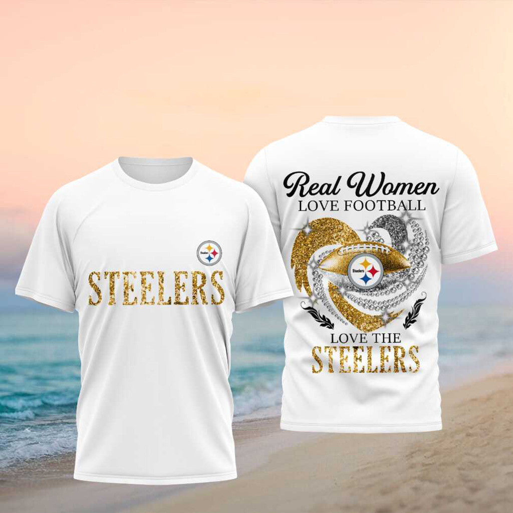 Pittsburgh Steelers Merch Real Women Love Football Love The Steelers T-Shirt Football Fan Gear - Merchluma