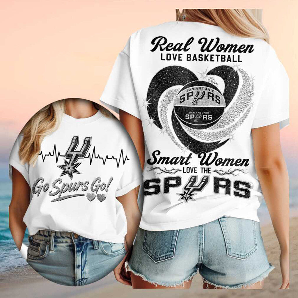 San Antonio Spurs Merch Real Women Love Basketball Smart Women Love The Spurs T-Shirt Fan Gifts - Merchluma