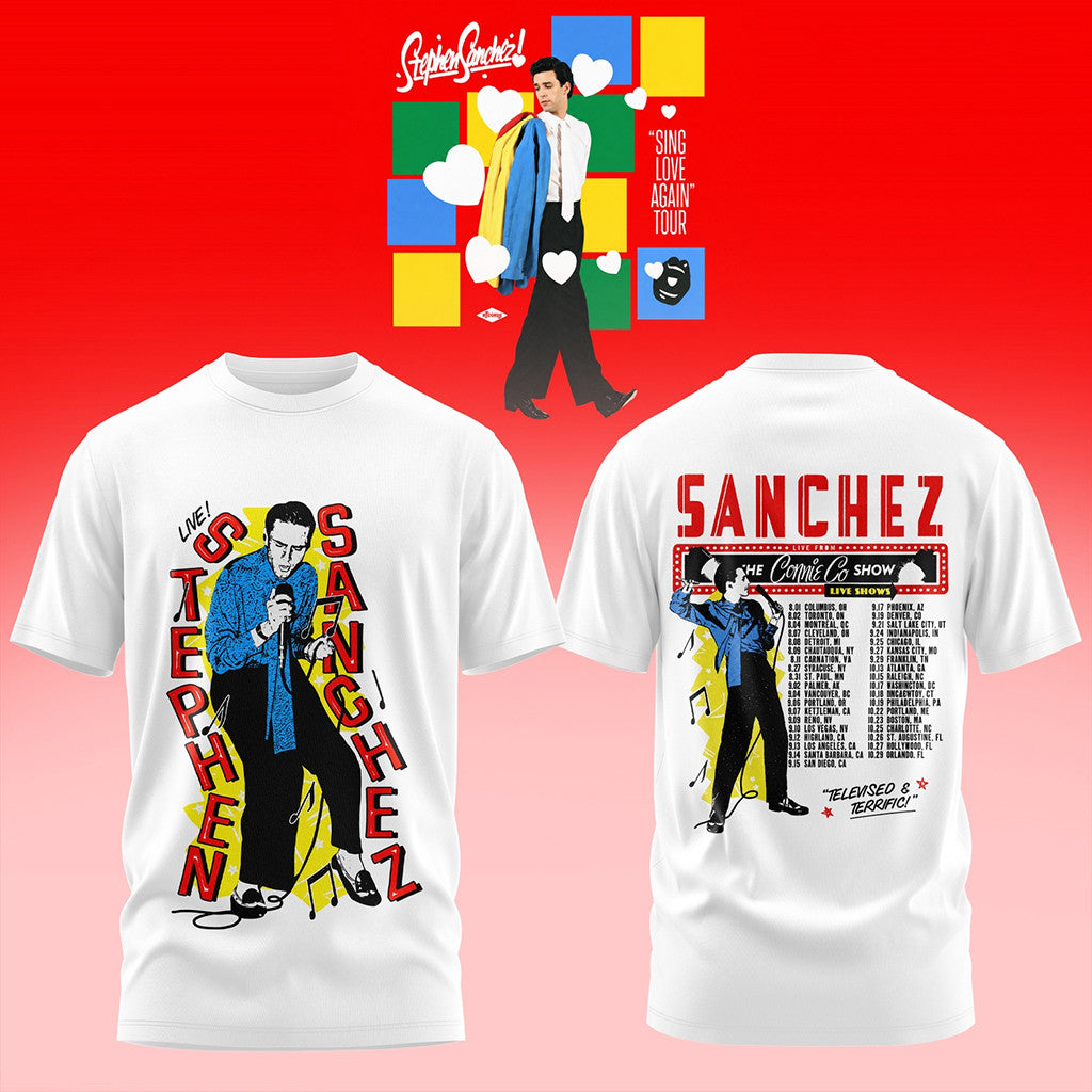Stephen Sanchez Sing Love Again Tour T-Shirt White Stephen Sanchez Merch Gifts For Fans - Merchluma