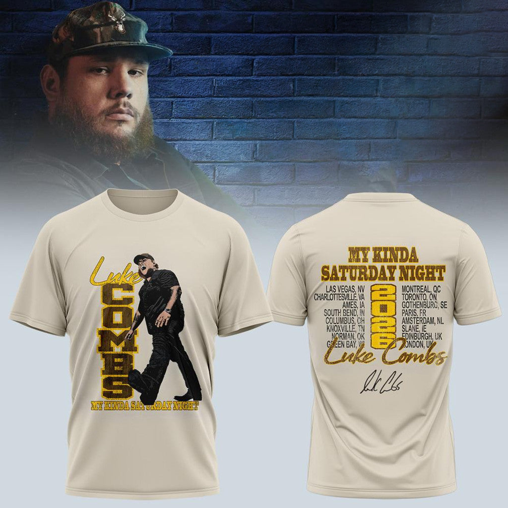Luke Combs My Kinda Saturday Night Tour 2026 T-Shirt Luke Combs Merch Music Gift Ideas For Guys - Merchluma