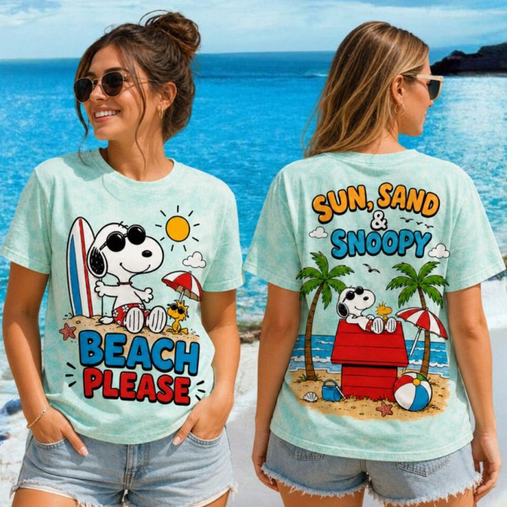 Snoopy Beach Please Sun Sand T-Shirt Cute Snoopy Shirts Gifts For Summer - Merchluma