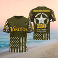 Minnesota Vikings US Army 250th Anniversary Retro T-Shirt MN Vikings Merch Military Gifts - Merchluma