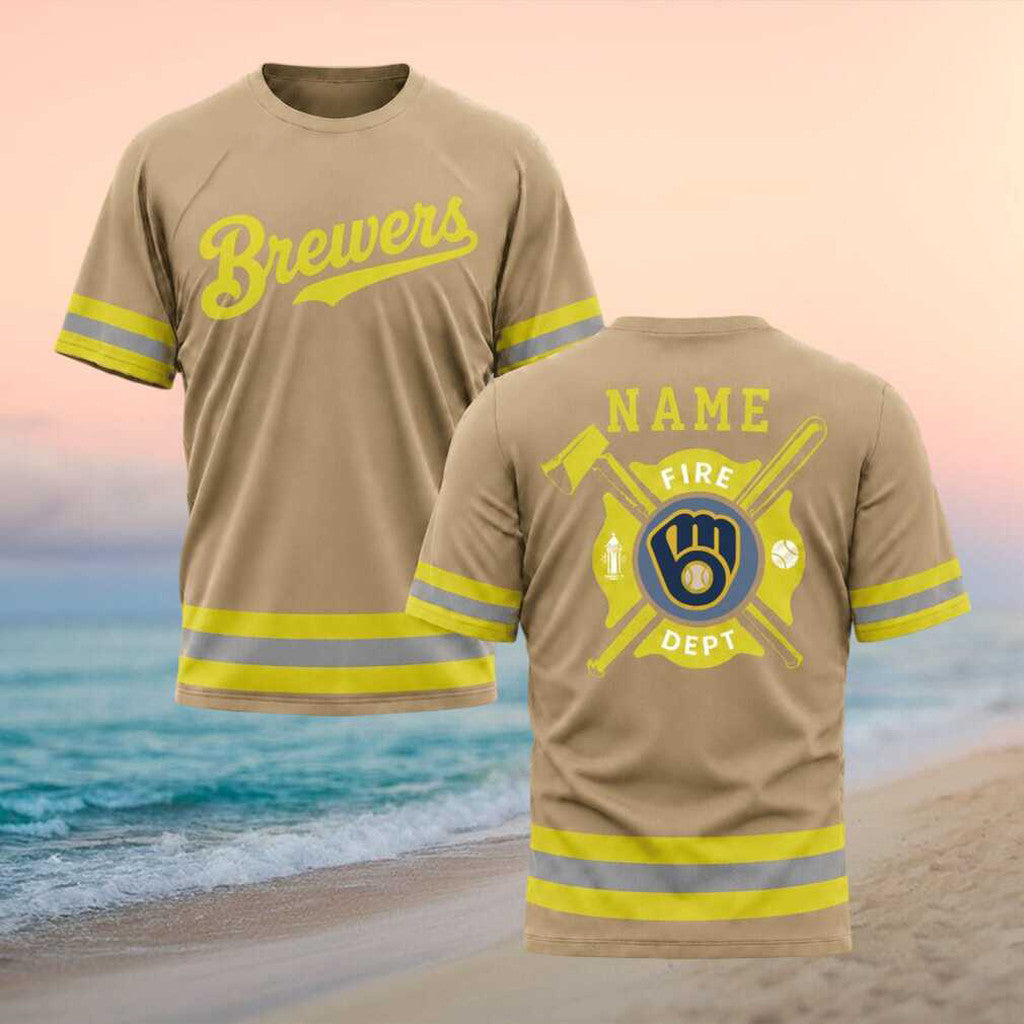 Personalized Milwaukee Brewers Fire Dept 2026 Retro Shirt Brewers Merch Gift For Fireman - Merchluma