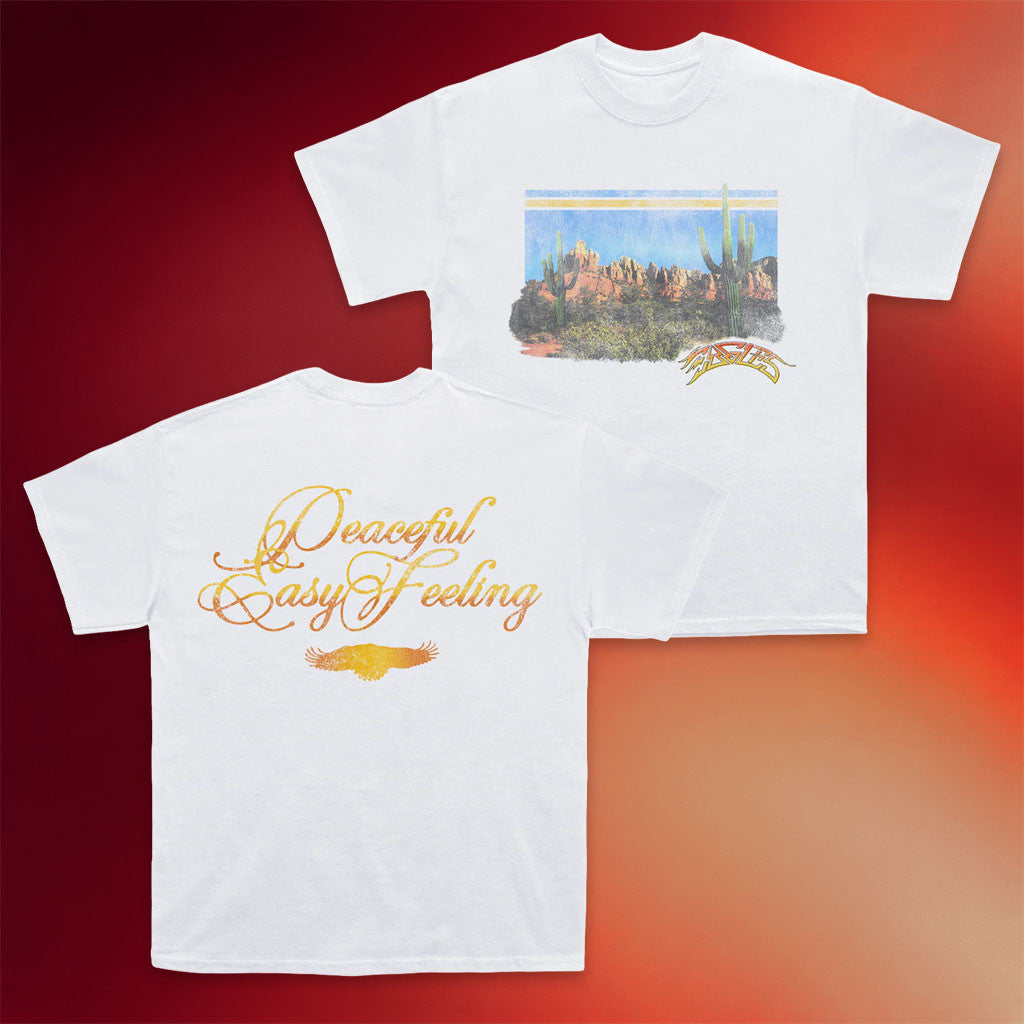 Eagles Merch 2026 Peaceful Easy Feeling Desert White T-Shirt Best Gift For Band Fans - Merchluma