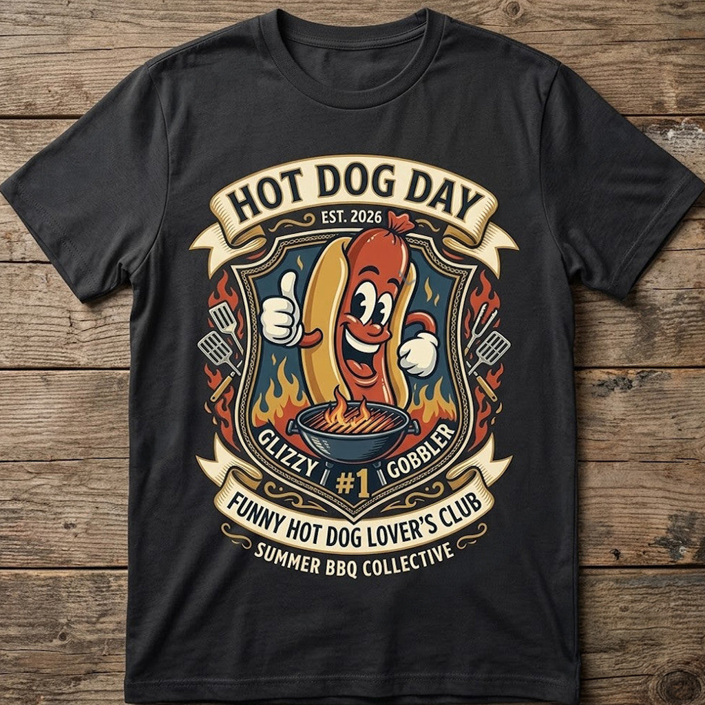 Funny Hot Dog Lover's Club Hot Dog Day 2026 Glizzy Gobbler T-Shirt Summer Gift For Dad - Merchluma