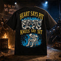 Mosh Pit Skeleton Heart Says Pit Knees Say Sit T-Shirt Funny Concert Apparel Gift For Friends - Merchluma