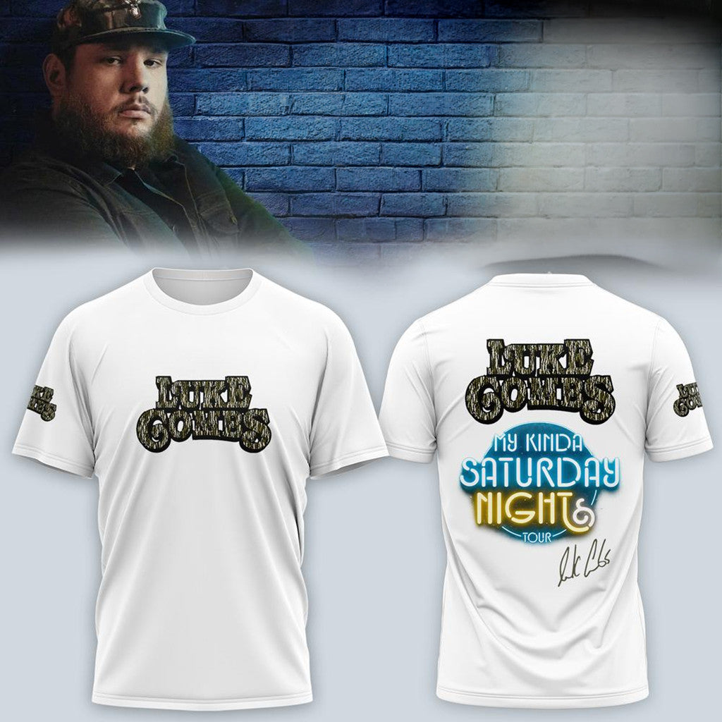 Luke Combs Tour Merch 2026 LC My Kinda Saturday Night Tour T-Shirt Concert Fan Apparel - Merchluma