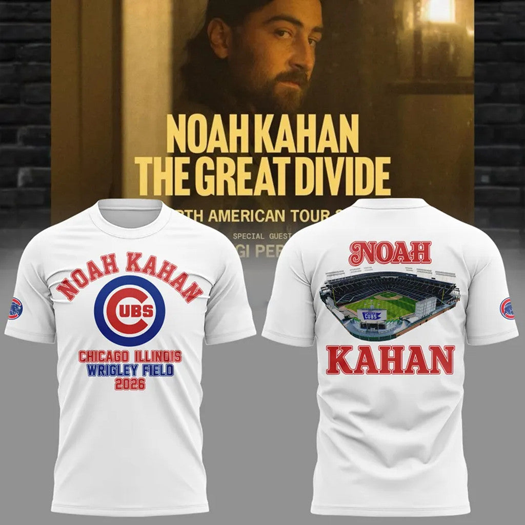 Noah Kahan Chicago Merch The Great Divide Tour 2026 Wrigley Field Shirt Music Fan Gear White - Merchluma