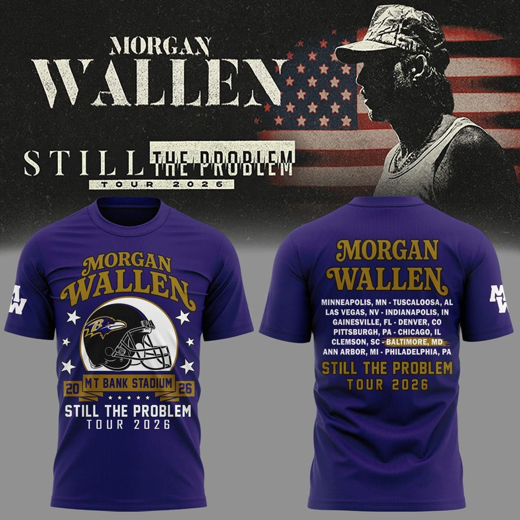 Morgan Wallen Baltimore Ravens Merch Still The Problem Tour 2026 T-Shirt MW Merch Fan Gifts - Merchluma