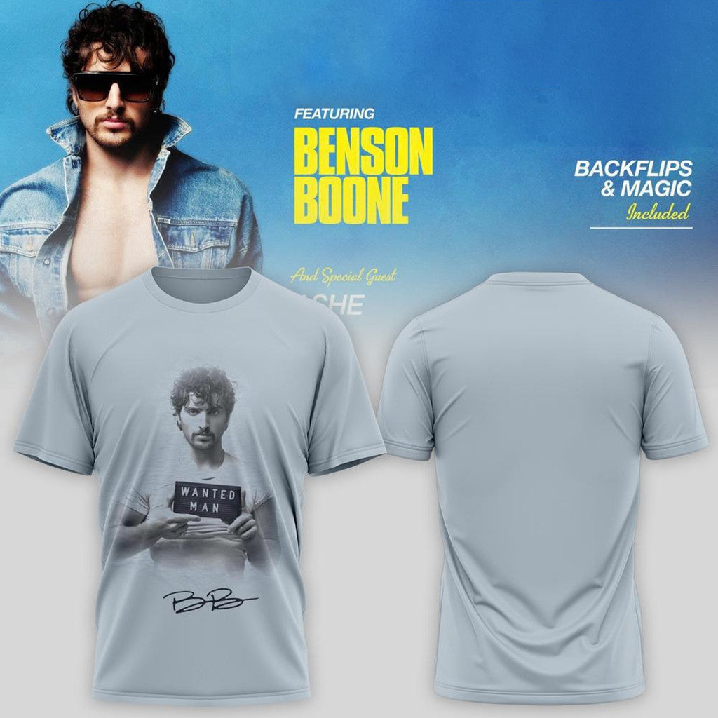 Benson Boone Wanted Man Tour 2026 T-Shirt Benson Boone Concert Merch Gift For Music Fans - Merchluma