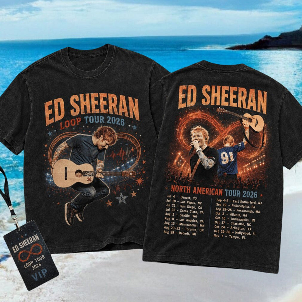 Ed Sheeran Merch Loop Tour T-Shirt Ed Sheeran North American Concert 2026 Shirt Music Fan Gear - Merchluma