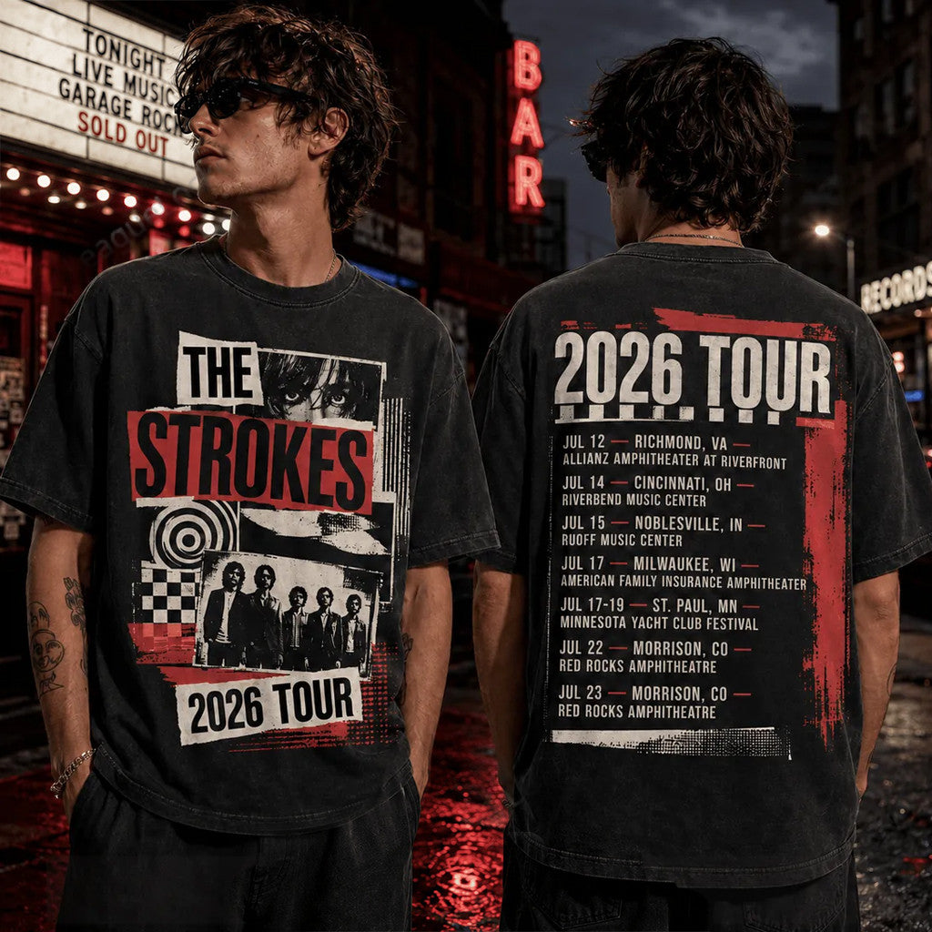 The Strokes 2026 Tour Wash T-Shirt The Strokes Merch Gifts For Rock Fans - Merchluma