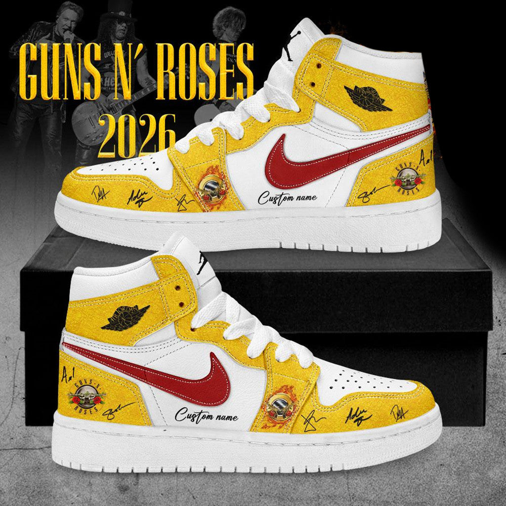 Custom Name Guns N Roses World Tour 2026 High Top Sneakers Rock Shoes GNR Merch Fan Gifts - Merchluma