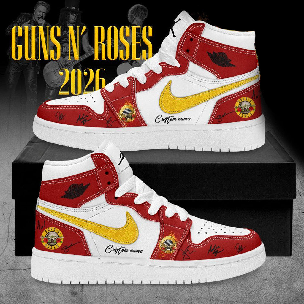 Personalized Guns N Roses World Tour 2026 Sneakers Rock Shoes GNR Merch Gift For Music Fans - Merchluma