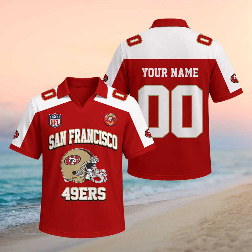 Custom San Francisco 49ers Football Team V-Neck Jersey 49ers Merch Presents For Football Fans - Merchluma