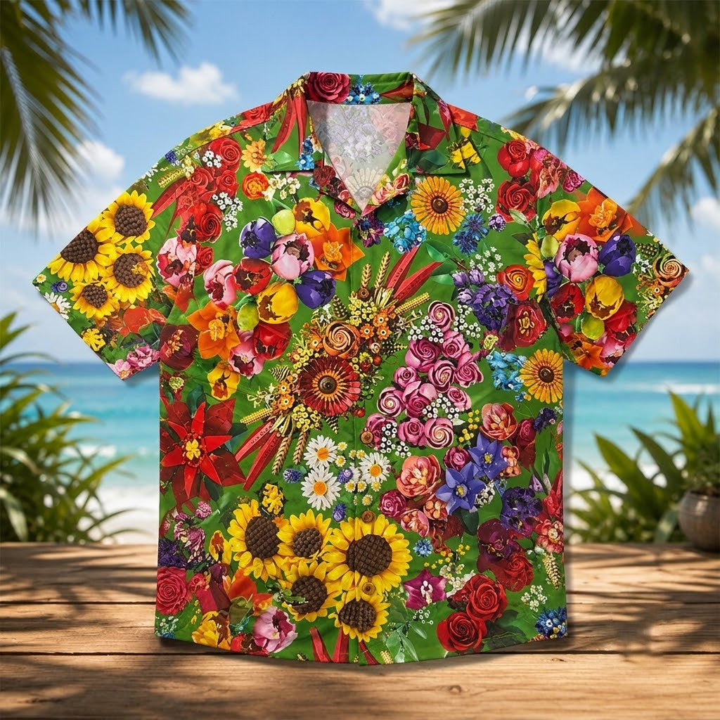 Vibrant Floral Tropical Summer Flowers Hawaiian Shirt Aloha Shirt Summer Gifts For Him - Merchluma