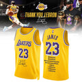LeBron James Los Angeles Lakers Thank You Basketball Jersey 2026 LA Lakers Merch Gift For Fans - Merchluma