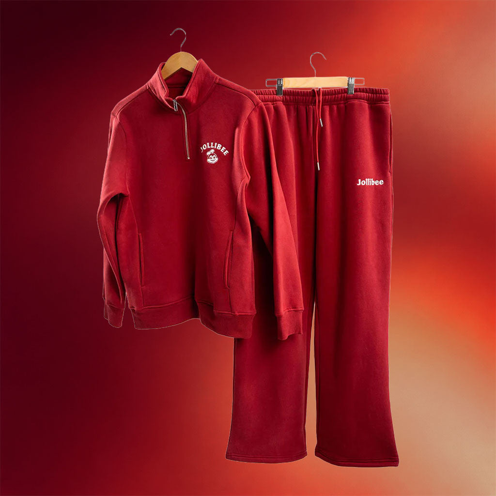 Jollibee Merch 2026 Jollibee Quarter Zip Sweatshirt And Sweatpants Set Fast Food Lover Gifts - Merchluma