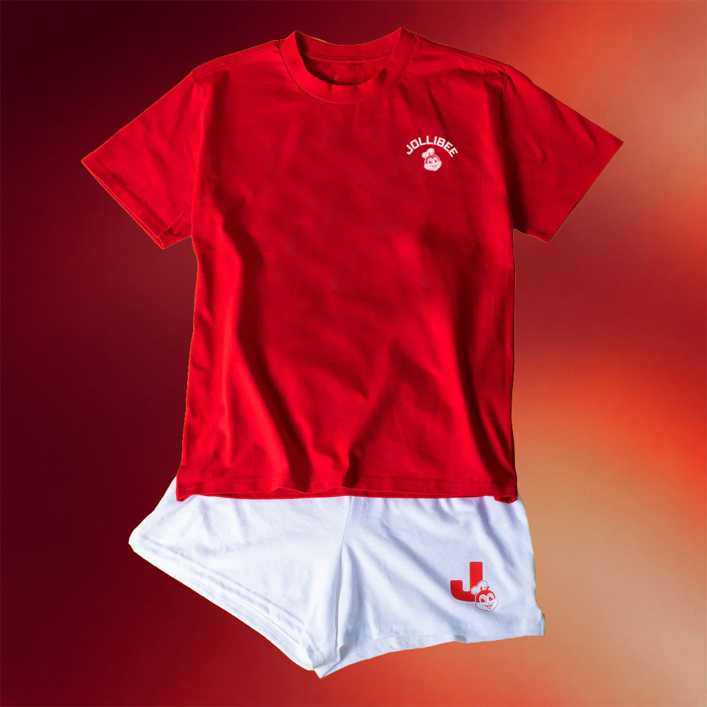 Jollibee Merch 2026 Red And White Shirt And Shorts Set Gift For Fast Food Lovers - Merchluma