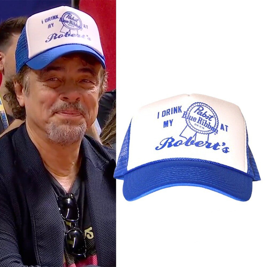 Benicio Del Toro I Drink My PBR At Robert's Trucker Hat Summer League Hat Gift For Dad - Merchluma