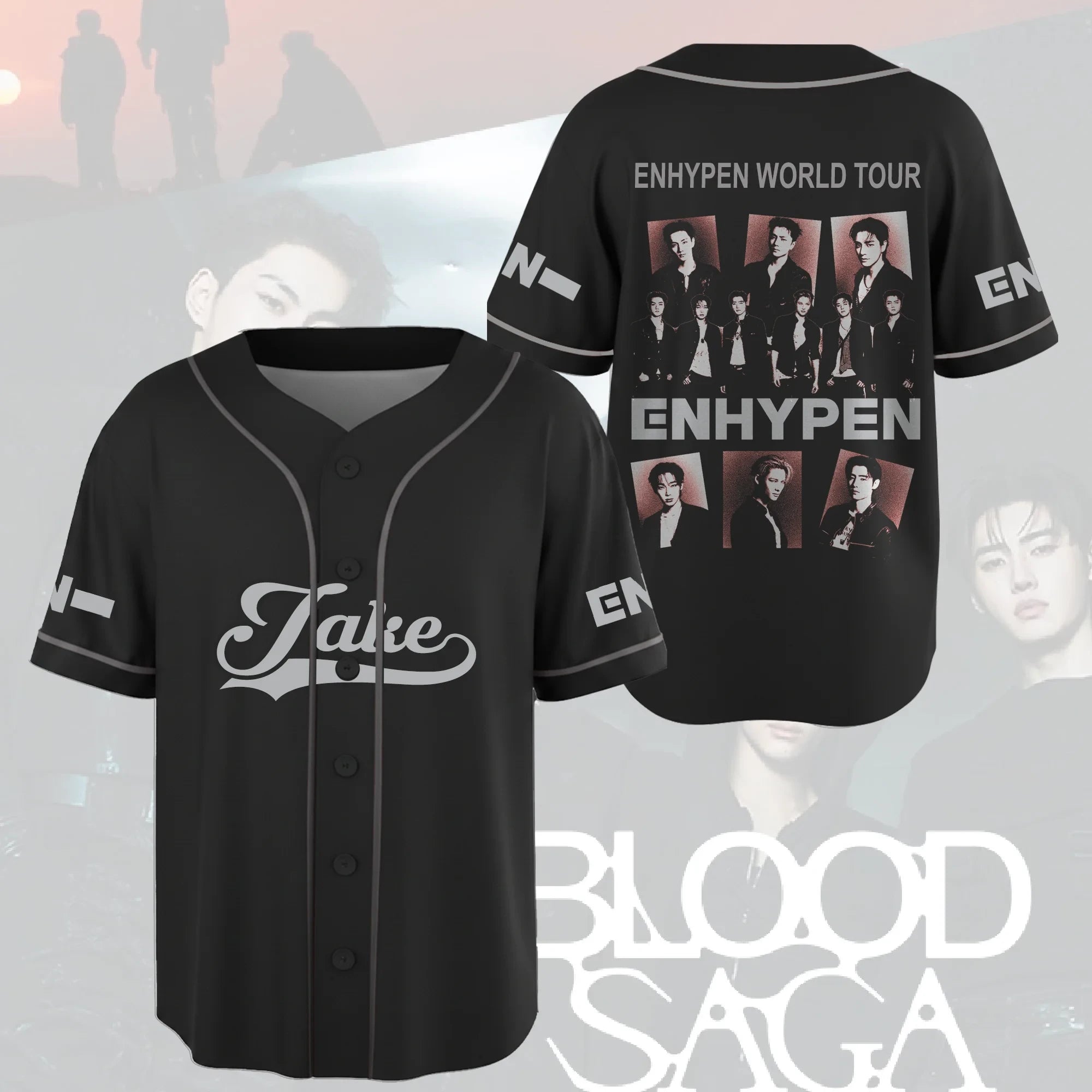 Enhypen 2026 Blood Saga World Tour Baseball Jersey Jake Jersey Enhypen Blood Saga Tour Merch - Merchluma