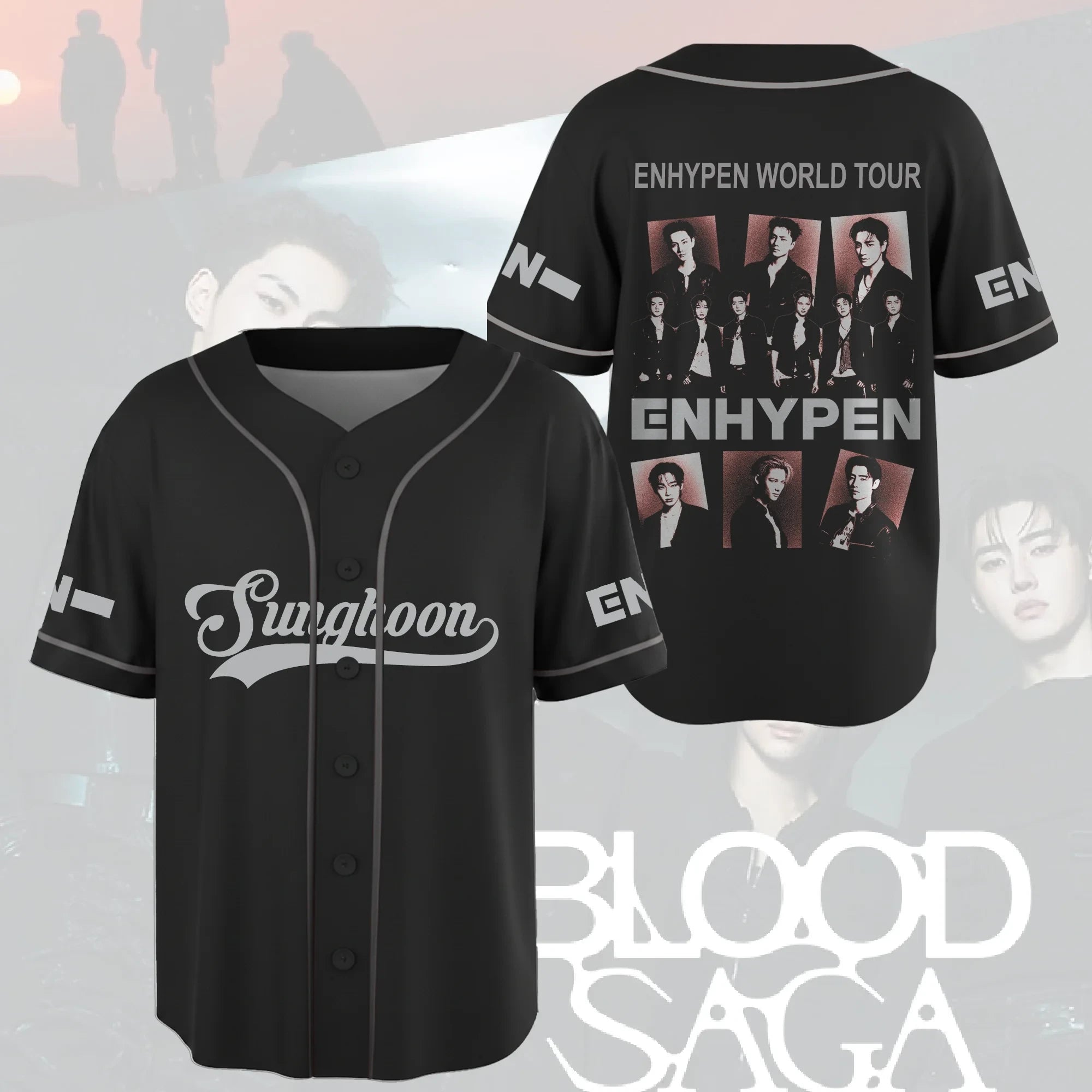 Enhypen 2026 Blood Saga World Tour Baseball Jersey Sunghoon Jersey Enhypen Merch Tour Fan Gear - Merchluma