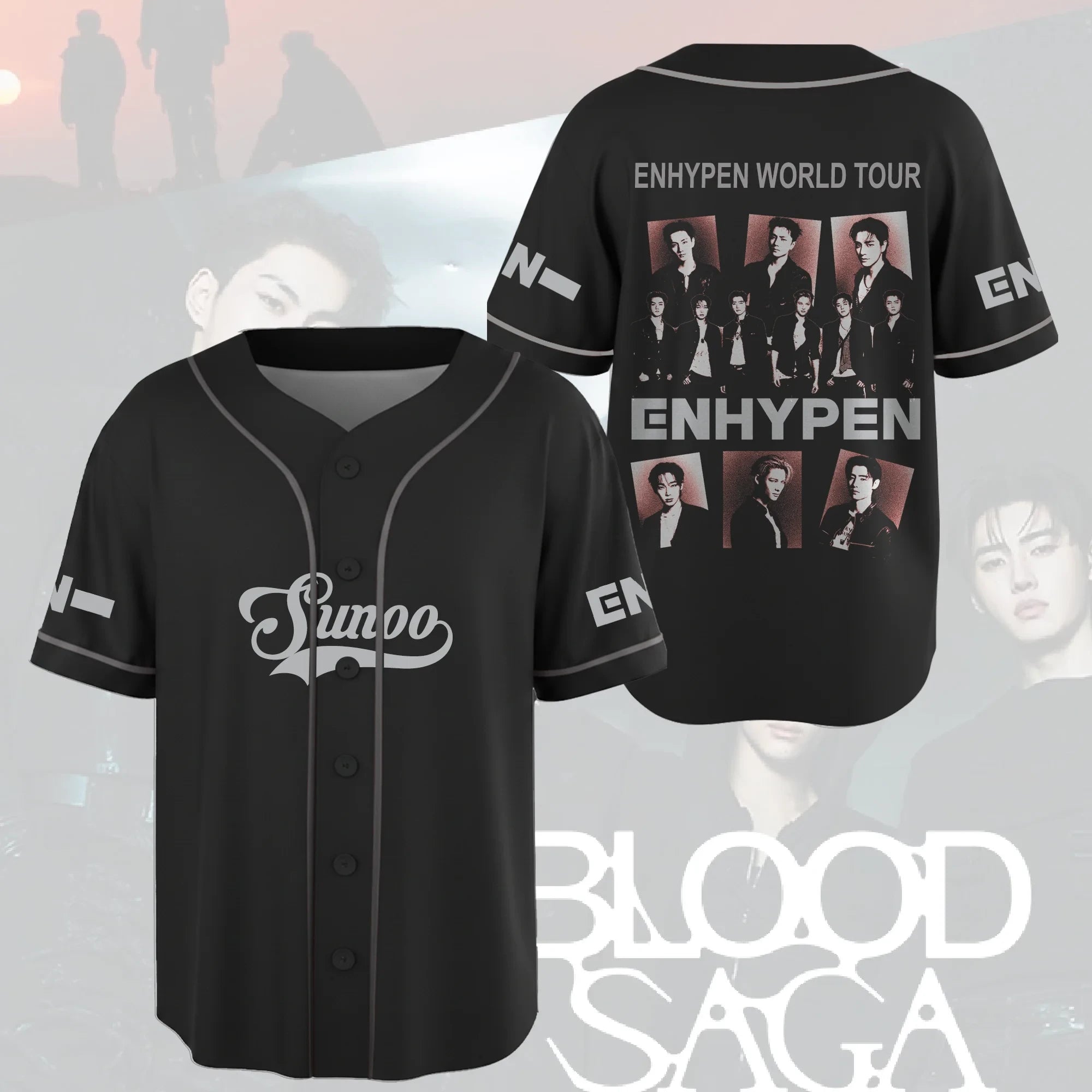 Enhypen 2026 Blood Saga World Tour Baseball Jersey Sunoo Jersey Enhypen Merch Tour Kpop Gear - Merchluma