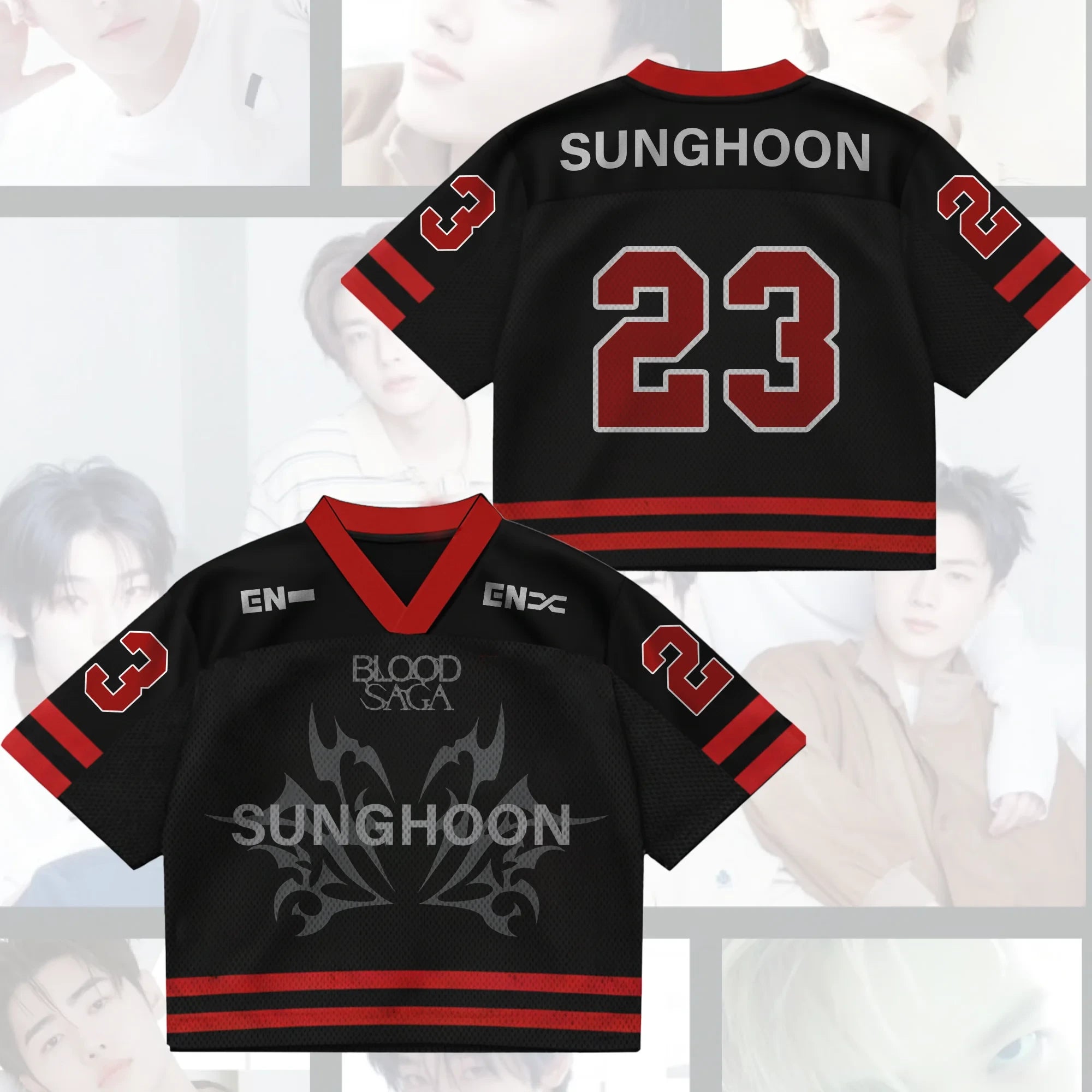 Sunghoon #23 Enhypen Merch Dark Core Enhypen Blood Saga World Tour Jersey Gifts For Music Fans - Merchluma