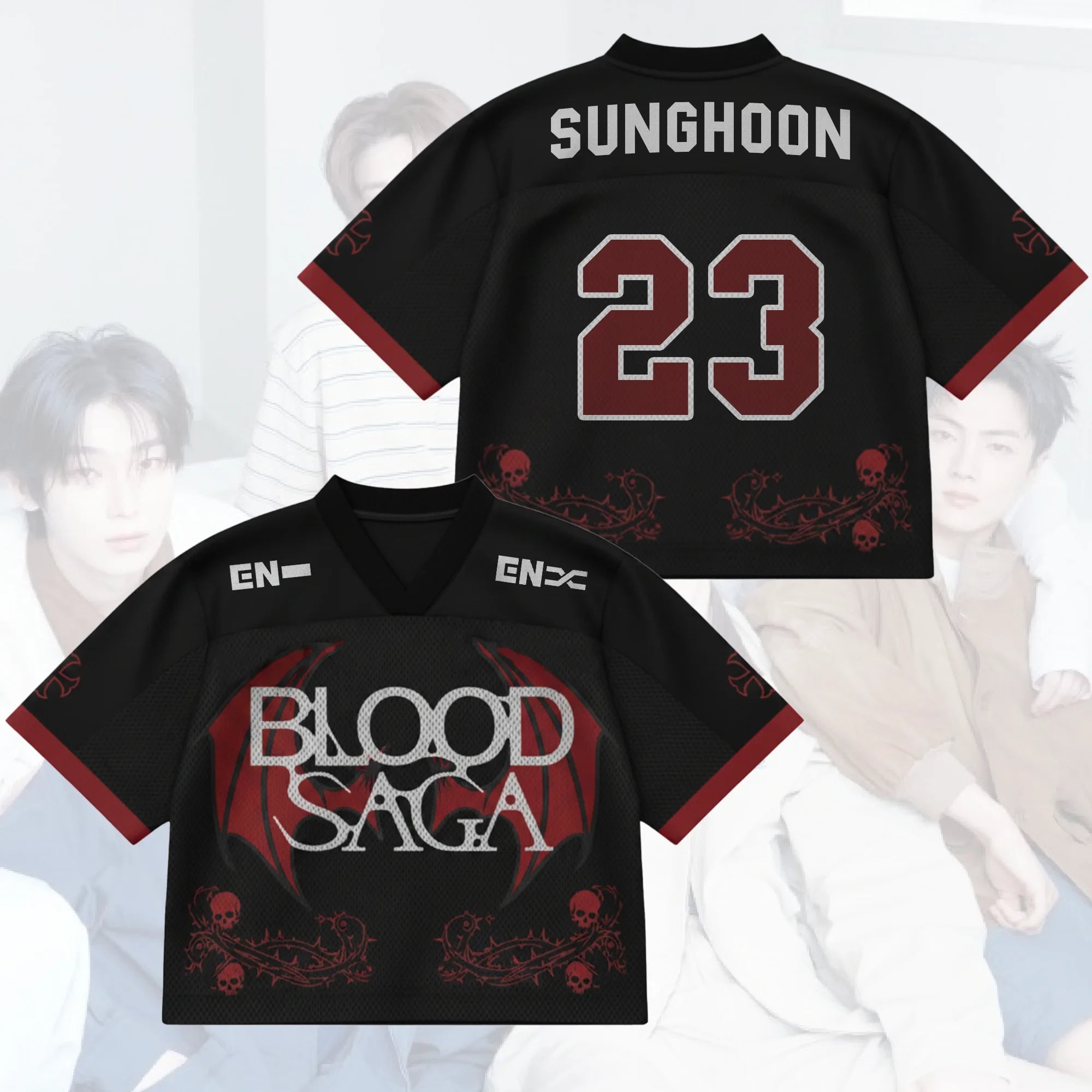 Sunghoon #23 Enhypen Merch Nightshade Wing Enhypen Blood Saga World Tour Jersey Fan Gifts - Merchluma