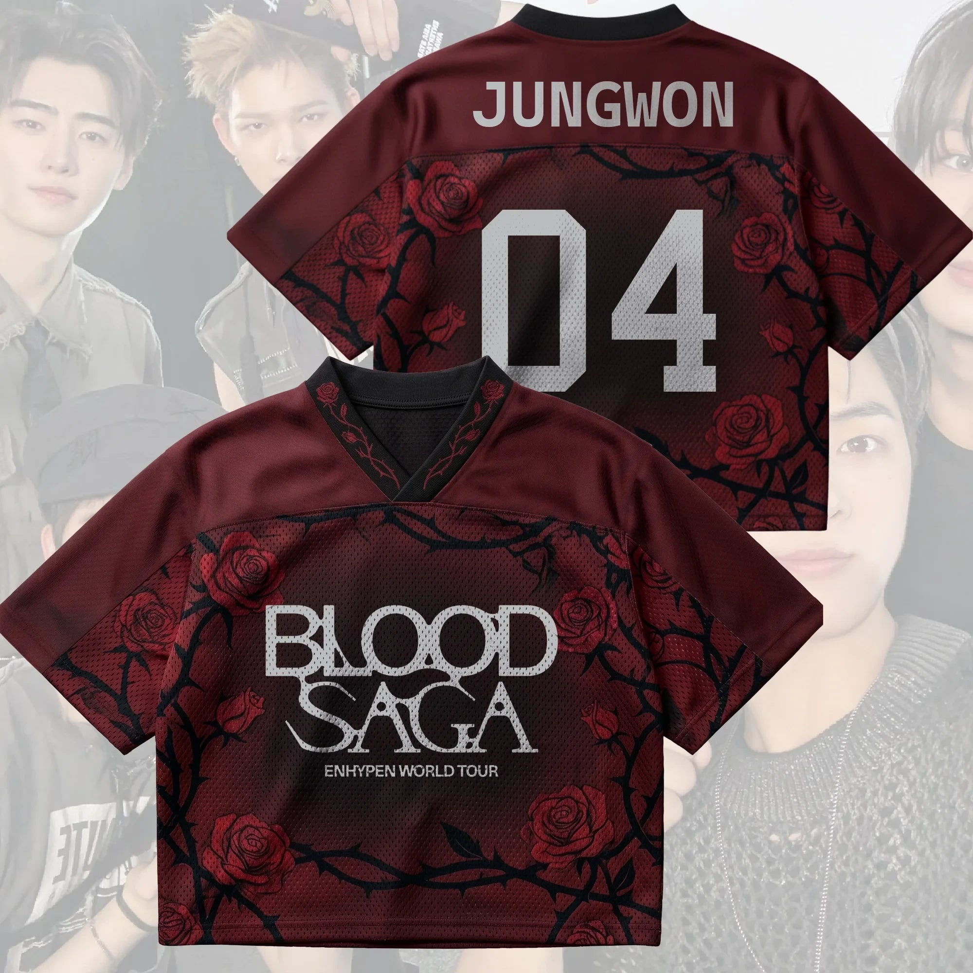 Enhypen Merch Tour 2026 Crimson Rose Enhypen Blood Saga World Tour Jersey 04 Jungwon Jersey - Merchluma
