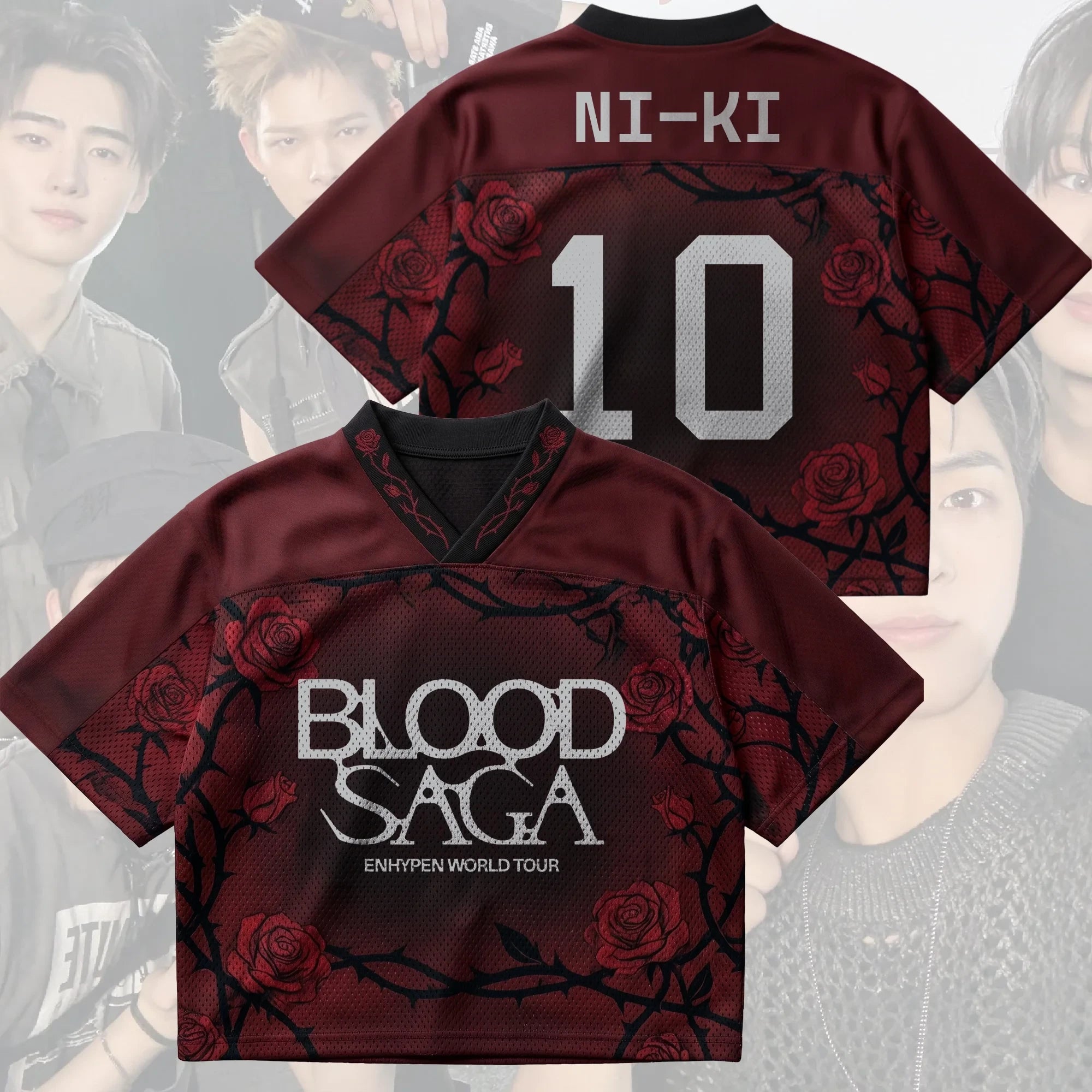 Enhypen Merch Tour 2026 Crimson Rose Enhypen Blood Saga World Tour Jersey 10 Ni-Ki Jersey Gifts - Merchluma