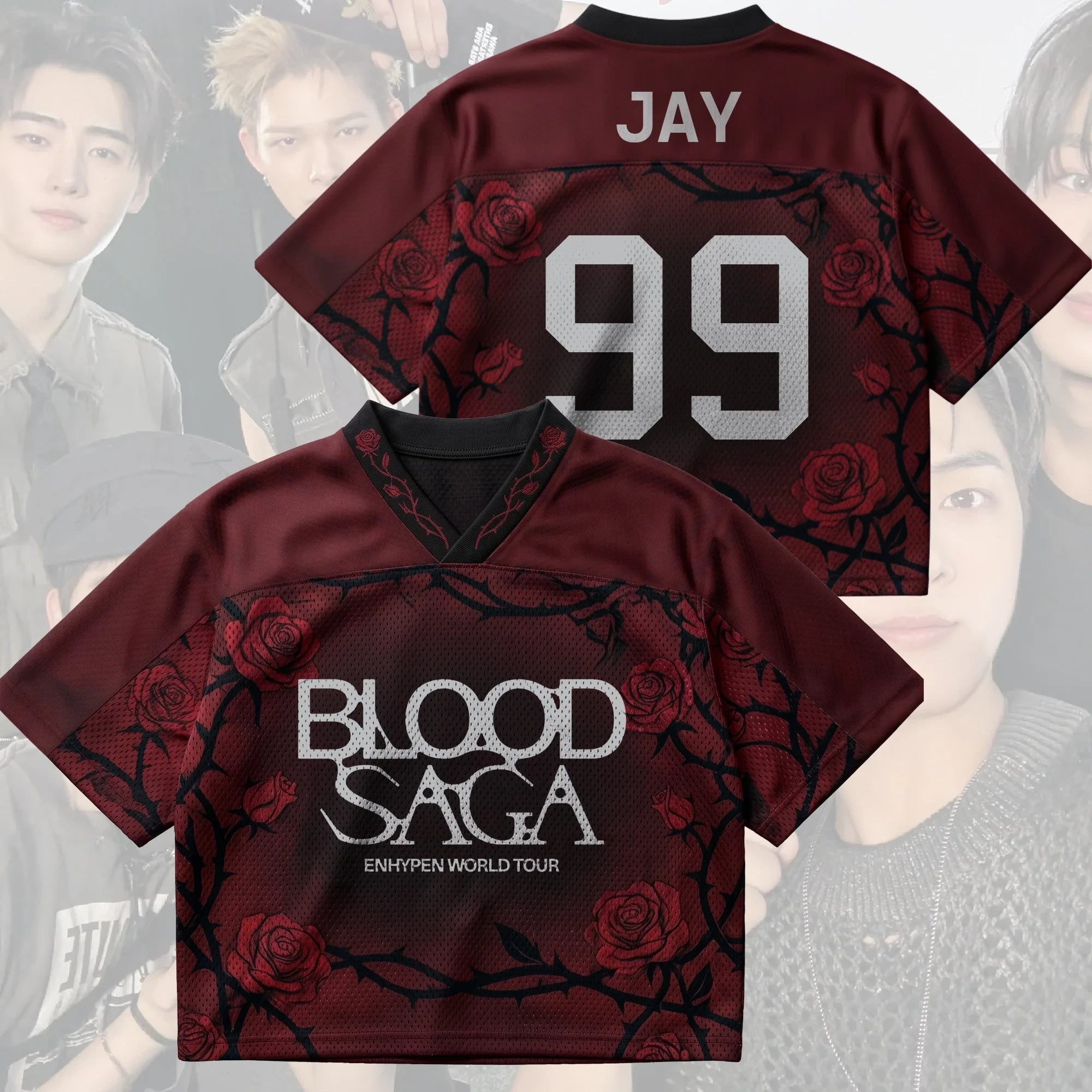 Enhypen Merch Tour 2026 Crimson Rose Enhypen Blood Saga World Tour Jersey 99 Jay Jersey For Fan - Merchluma