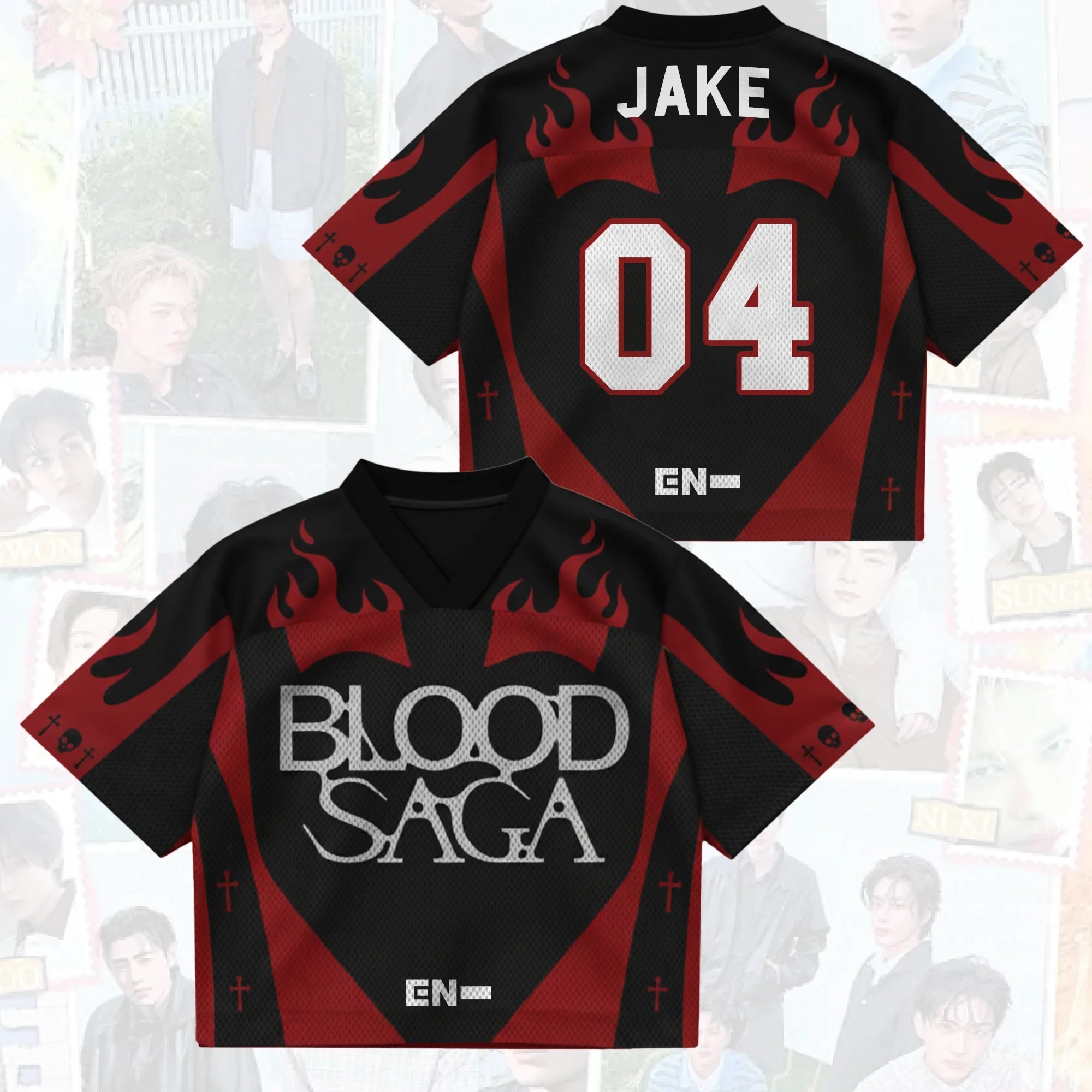 Jake #04 Enhypen Merch Vampire Heart Blood Saga Enhypen World Tour Jersey Music Fan Gear - Merchluma