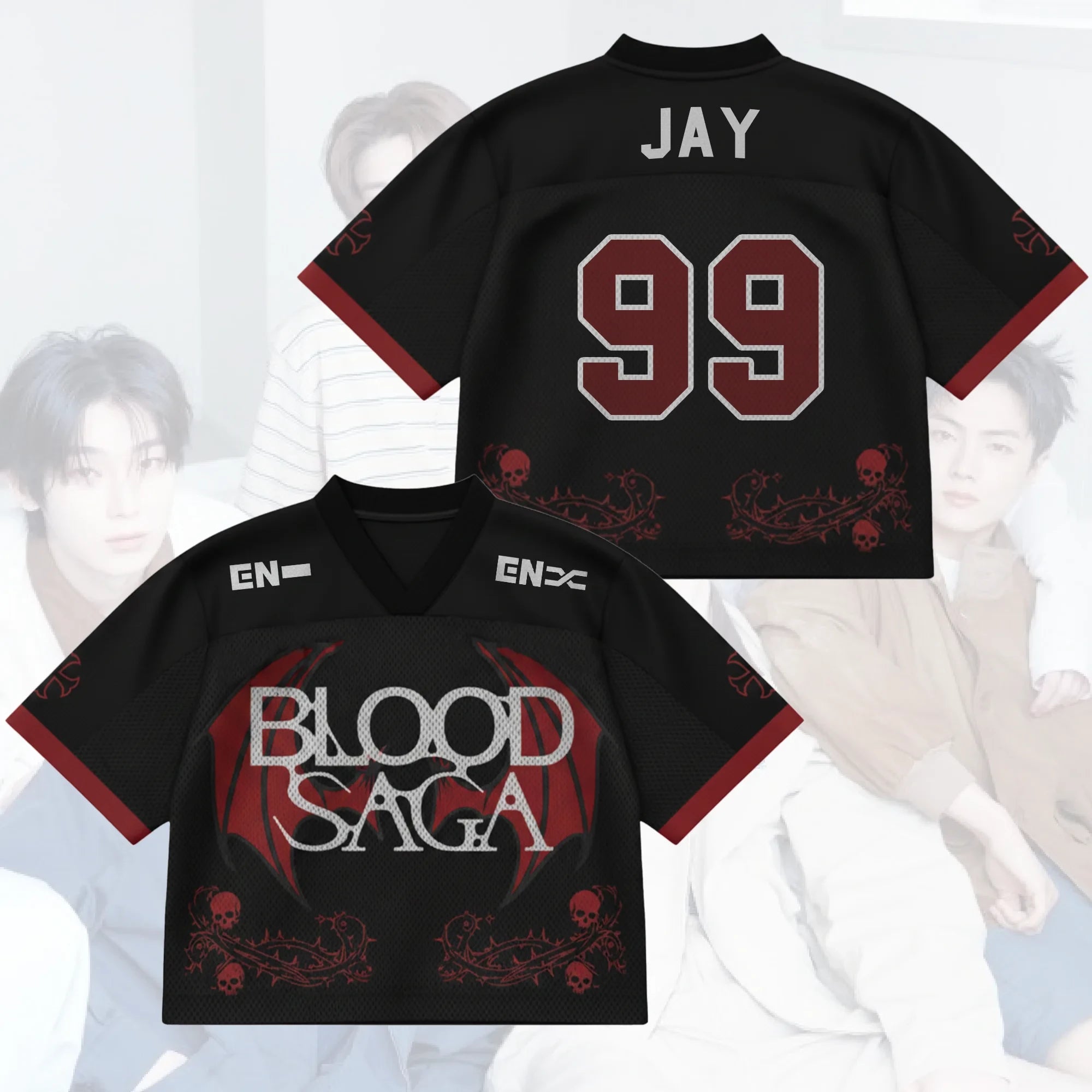 Jay #99 Enhypen Merch Nightshade Wing Enhypen Blood Saga World Tour Jersey Fan Apparel - Merchluma
