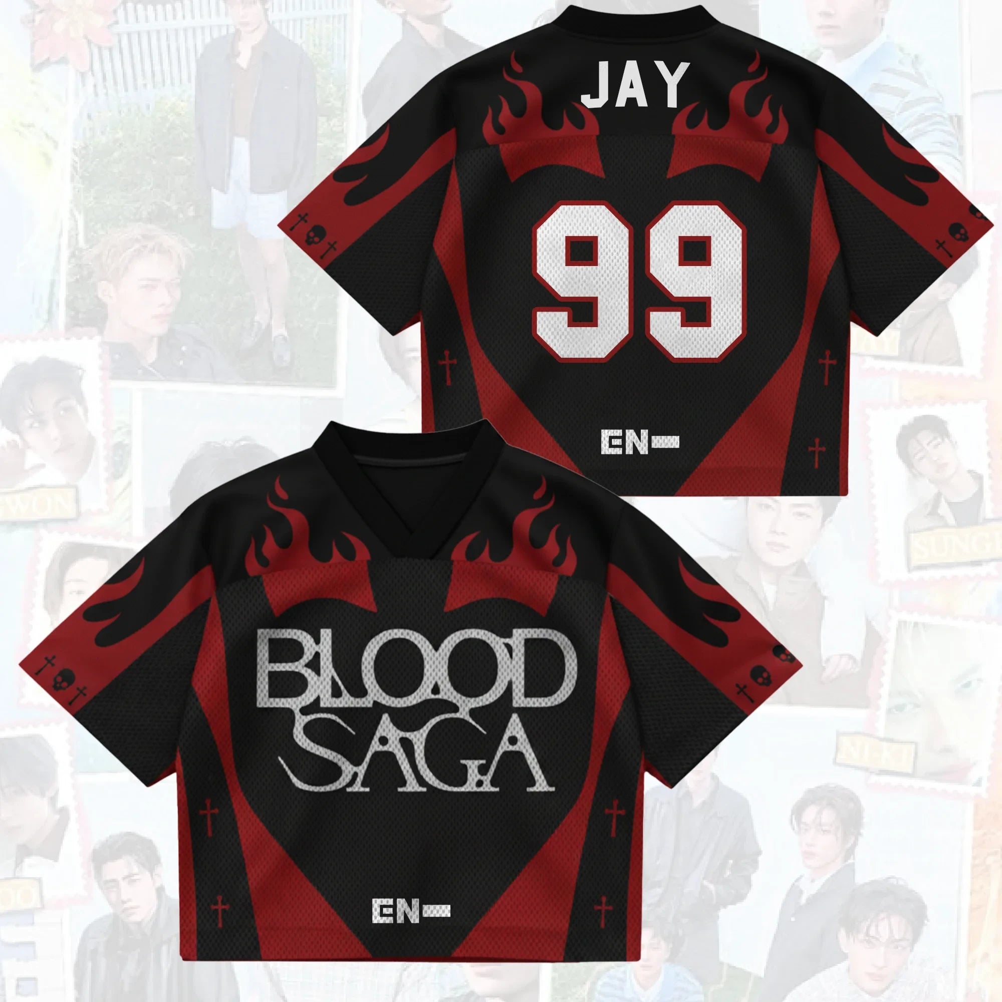 Jay #99 Enhypen Merch Vampire Heart Blood Saga Enhypen World Tour Jersey Music Lovers Gifts - Merchluma