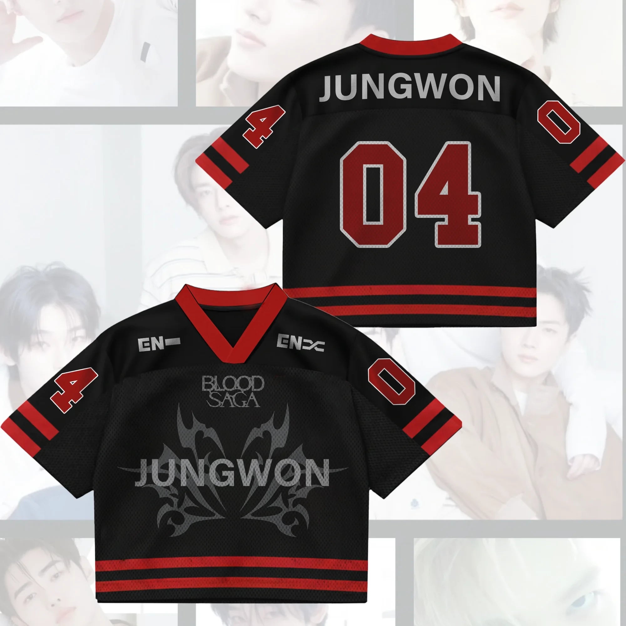 Jungwon #04 Enhypen Merch Dark Core Enhypen Blood Saga World Tour Jersey Besties Gifts - Merchluma
