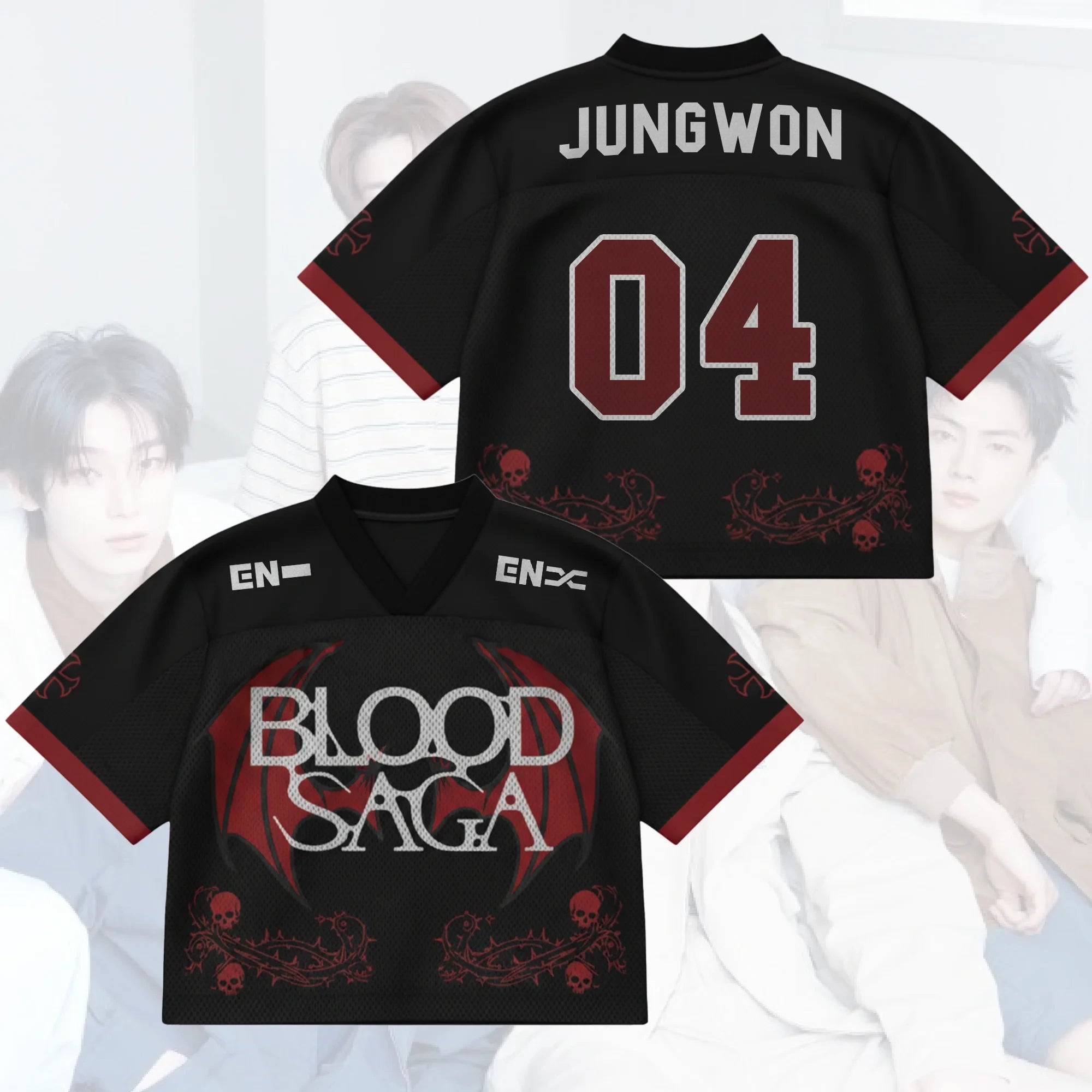 Jungwon #04 Enhypen Merch Nightshade Wing Enhypen Blood Saga World Tour Jersey Gifts For Her - Merchluma