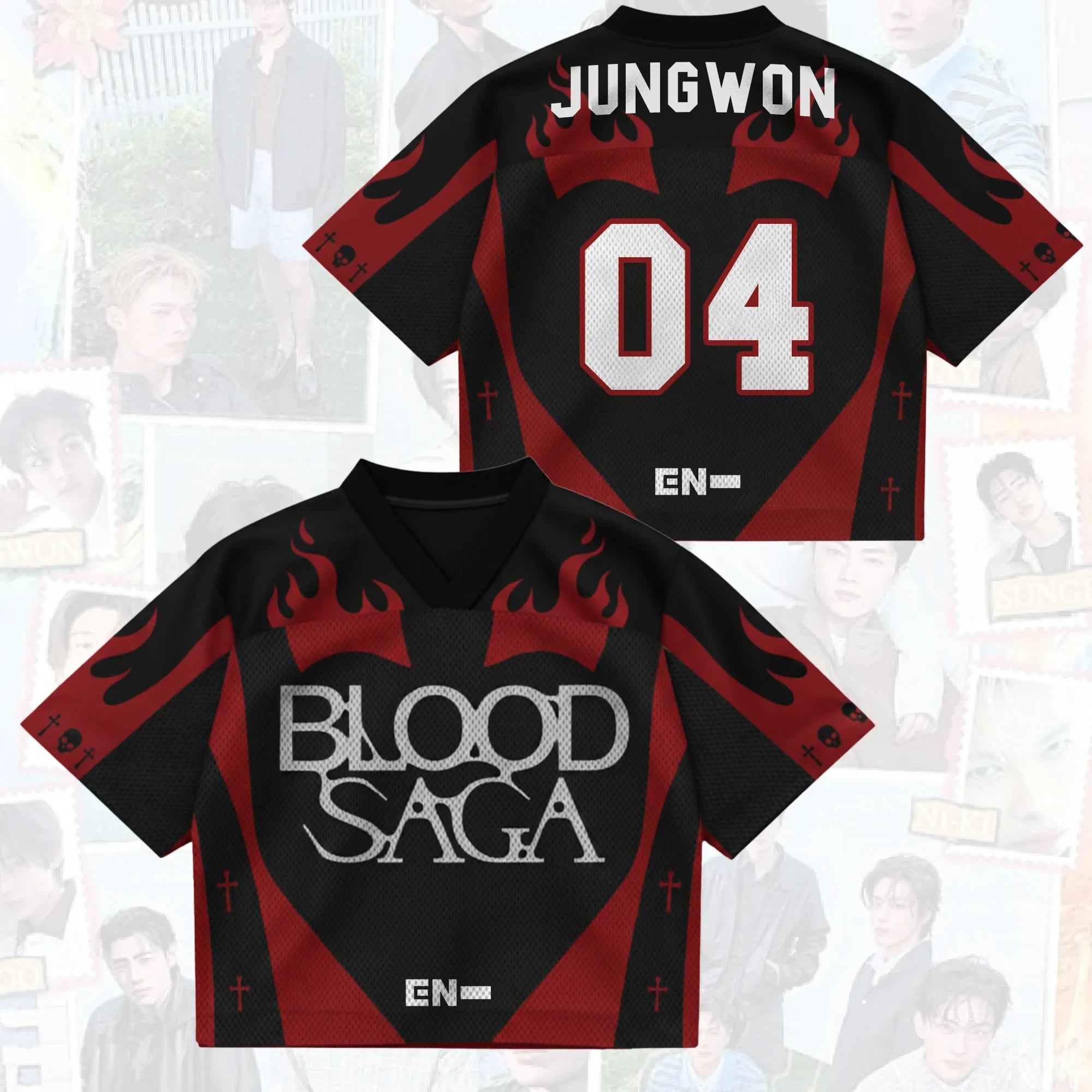Jungwon #04 Enhypen Merch Vampire Heart Blood Saga Enhypen World Tour Jersey Gifts For BFF - Merchluma