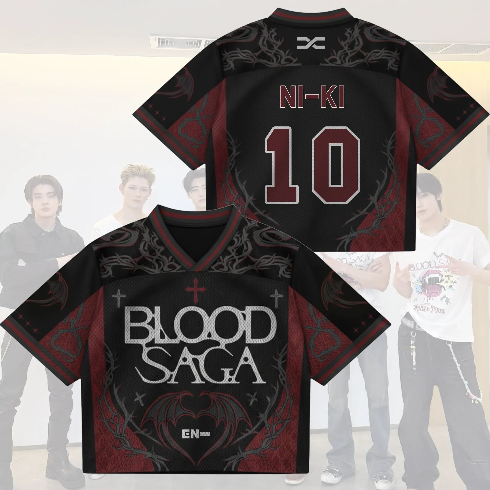 Ni-Ki #10 Enhypen Merch Blood Saga Enhypen Tour Jersey Gothic Bat Wing Apparel Gift Ideas - Merchluma
