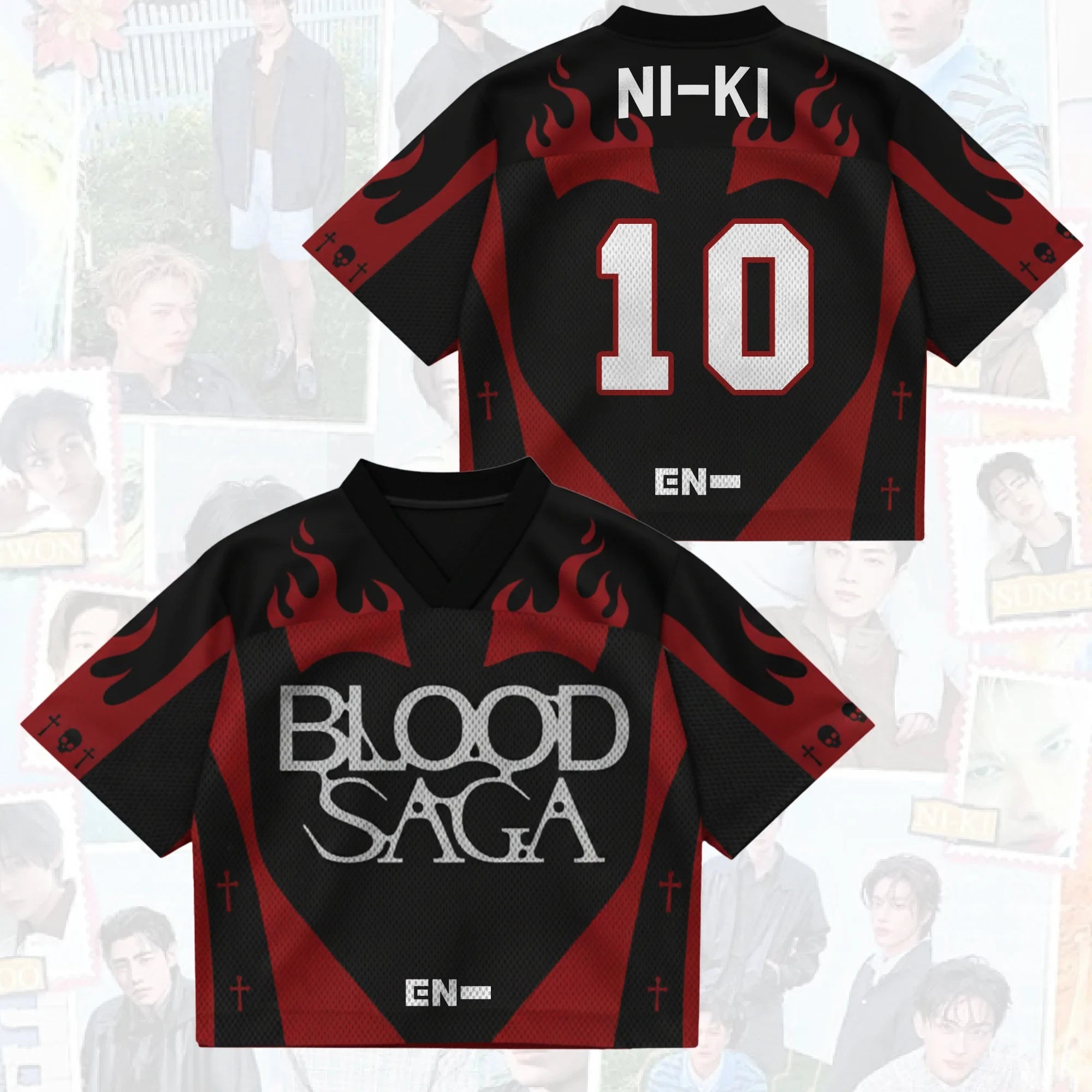 Ni-Ki #10 Enhypen Merch Vampire Heart Blood Saga Enhypen World Tour Jersey Music Fan Apparel - Merchluma