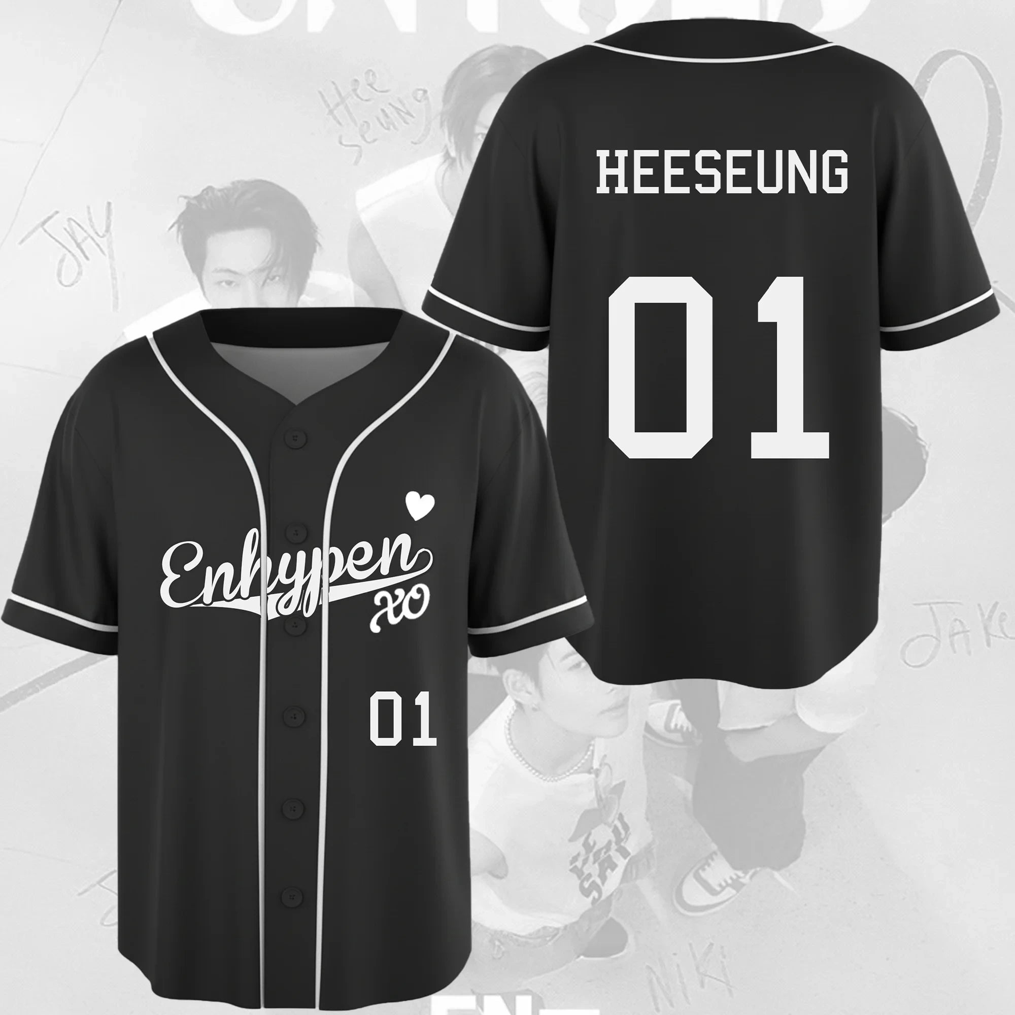Enhypen XO Baseball Jersey 01 Heeseung Jersey Enhypen Merch Kpop Fan Apparel Gift For BFF - Merchluma