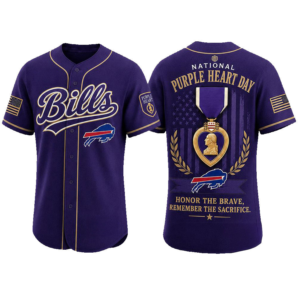 Buffalo Bills 2026 Purple Heart Day Baseball Jersey Buffalo Bills Merch Football Fan Gifts - Merchluma