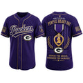 Green Bay Packers 2026 Purple Heart Day Baseball Jersey Packers Merch Gift For Military - Merchluma